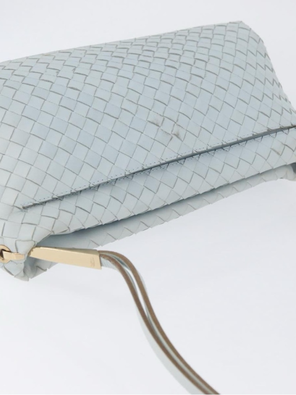 Bottega Veneta Woven Leather Light Blue and Gold Shoulder Bag w/dust bag and COA - Picture 7 of 8